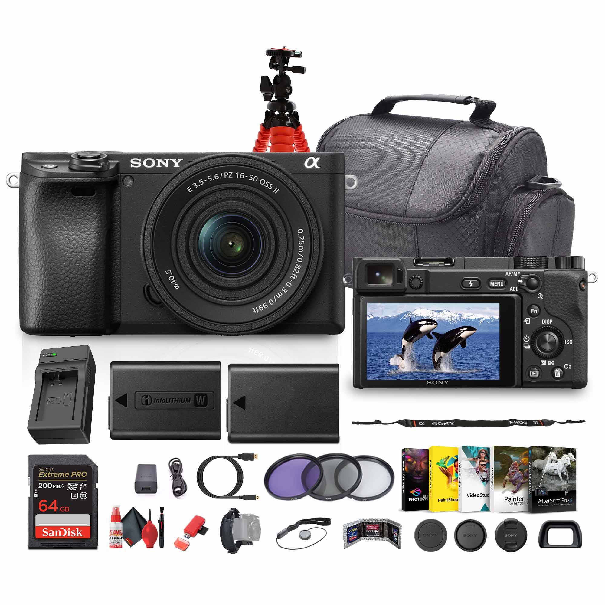 Sony α6300 + SELP1650 Sony Alpha a6300 Mirrorless Digital Camera with 16-50mm Lens