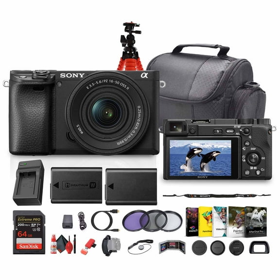 Sony a6400 Mirrorless Camera with 16-50mm f/3.5-5.6 II Lens (Black) - Bundle(International Model)
