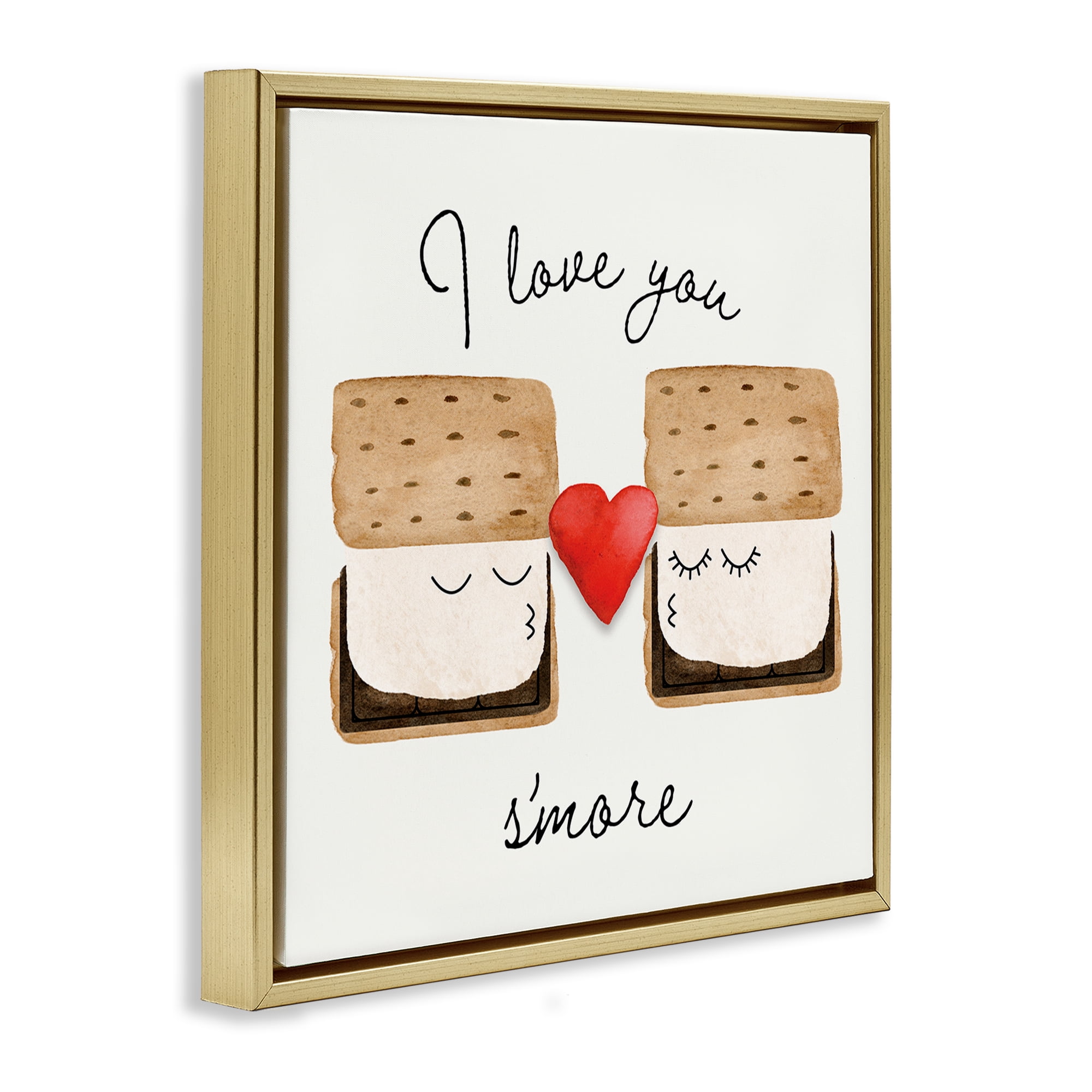 Stupell Industries Love You S'more Food & Beverage Painting Gold Floater Framed Canvas Art Print Wall Art, 18 x 18
