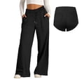 thumbnail image 2 of CPNG Girls Solid Color Drawstring Sweatpants Trendy Loose Wide Leg Sweat Pants Elastic High Waist Baggy Joggers(Black,13-14 Years), 2 of 6