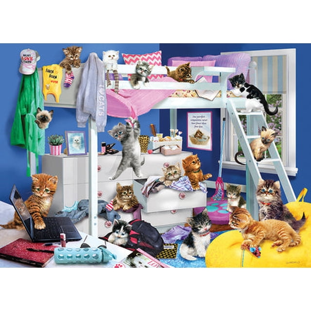 Cobble Hill 1000 Piece Puzzle - Kitten Slumber Party - Sample Poster Included