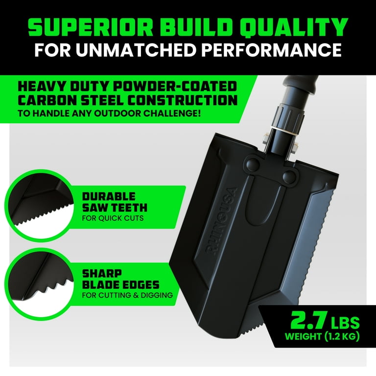 Rhino USA Survival Shovel w/ Pick - Heavy Duty Carbon Steel Military Style  (Recovery Shovel) - Walmart.com