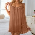 thumbnail image 2 of Wxolcjlv Nightgown For Womens Sexy Lace Mesh Off Shoulder Strap Nightie Night Gown Dress Ladies Soft Slip Sleepshirts,L, 2 of 5
