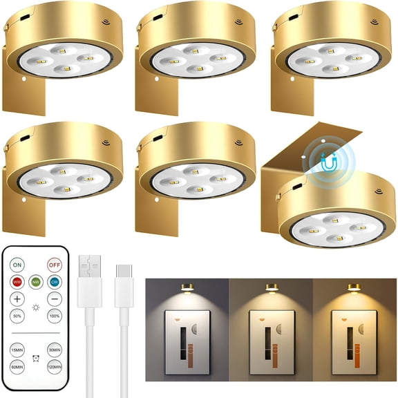 6   Picture Lights,  Operated Sconces for Wall, Art Lighting for Paintings , Cordless Lights for Gallery Painting Picture Frame Photo Wall Poster Room Decor