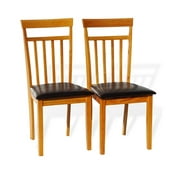 SK New Interiors Set of 2 Dining Kitchen Side Chairs Warm Solid Wood  w/Padded Seat, Maple