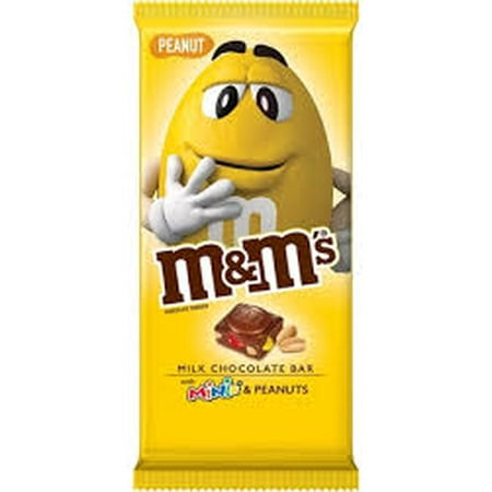 M&M'S Milk Chocolate Bar with MINIS & Peanuts, full size candy bar, 3.9 oz.