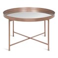 thumbnail image 3 of Kate and Laurel Celia Metal Foldable Round Accent Coffee Table, 28.25" x 28.25" x 19", Mirrored Surface and Rose Gold Frame, Modern Minimalist Design And Detachable Magnetic Tabletop, 3 of 7