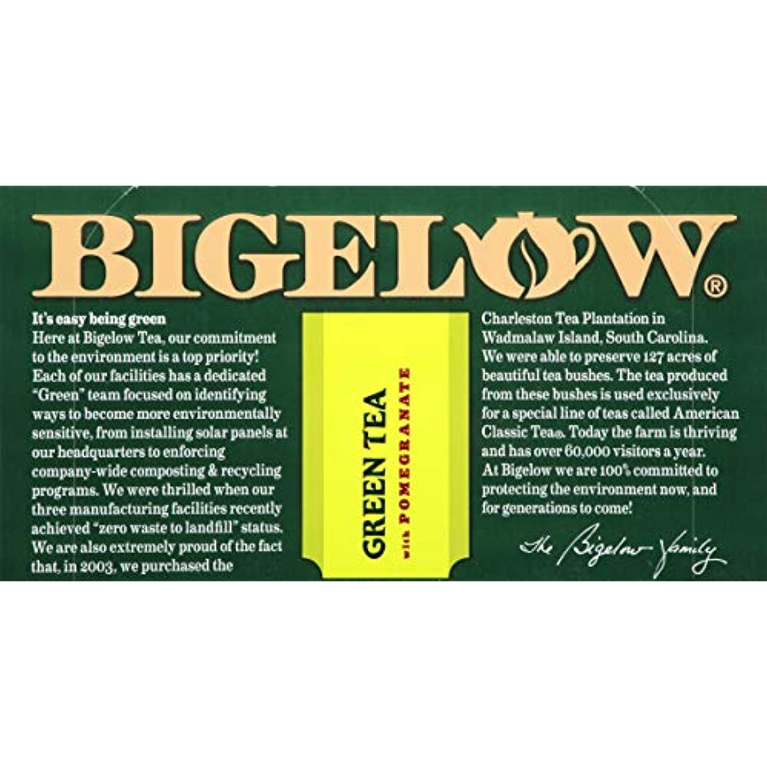 Bigelow Green Tea With Pomegranate Tea Bags, 20 Count Box (Pack Of 6) Caffeinated Green Tea, 120 Tea Bags Total