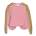 thumbnail image 4 of Royisotas Long Sleeve Sweatshirts for Women Plus Size Trendy Striped Fall Pullover Loose Fit Pink Casual Round Neck No Hood Tops, 4 of 4