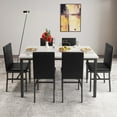 thumbnail image 2 of 7 Piece Kitchen Dining Table & Chair Set, Dining Room Table Set with Faux Marble Tabletop PU Leather Padded Chairs, Rectangle Dining Table Set for 6, Dinette Set for Kitchen Dining Room Small Space, 2 of 10