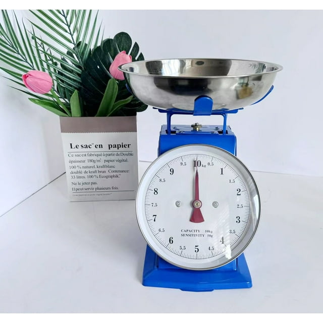 Miangastore Mechanical Kitchen Food Scale: 10kg Stainless Steel Vintage Scale With Detachable Tray For Baking Cooking Meal Prep Easy To Read Dial Display