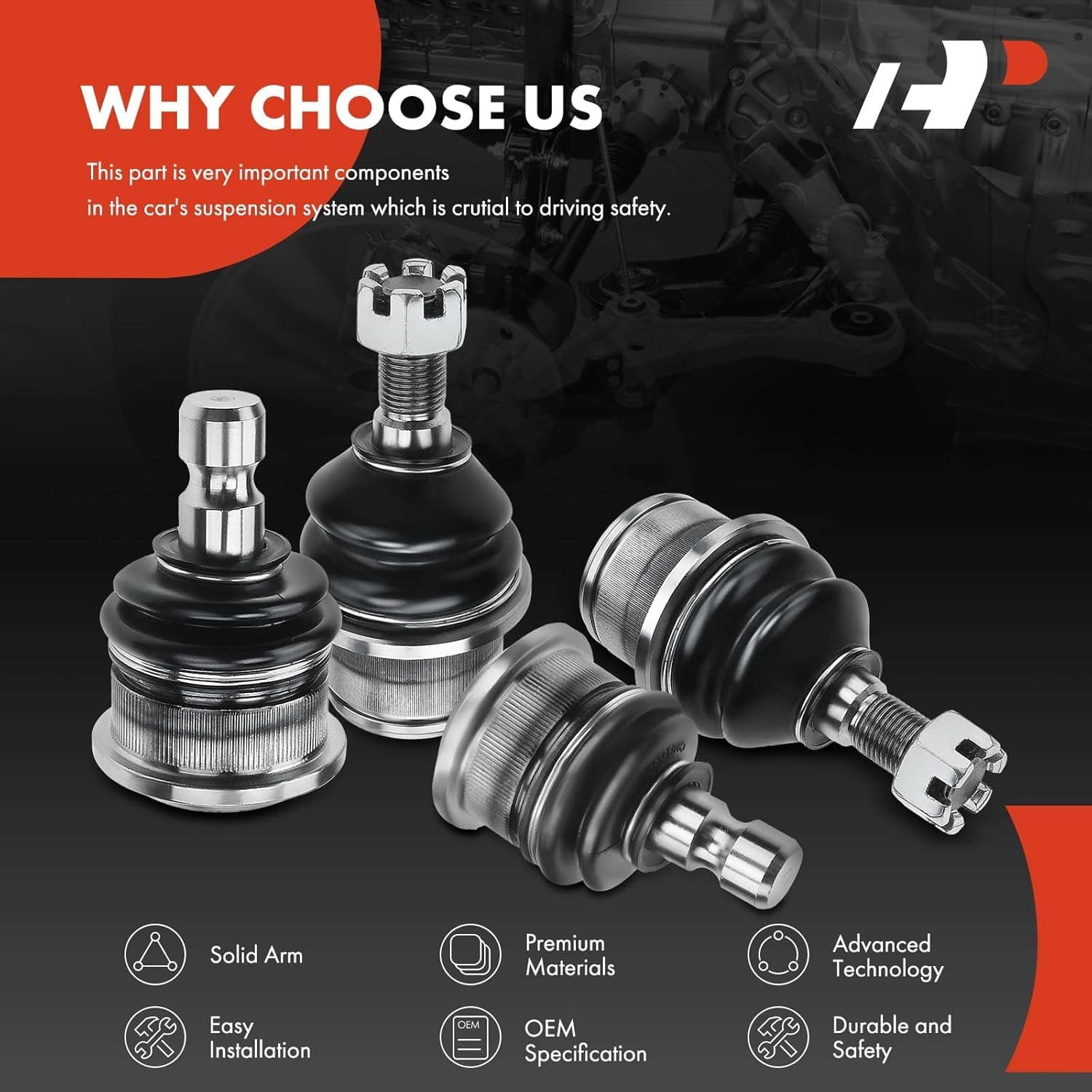 A-Premium 4Pcs Front Upper Lower Ball Joint Kit Compatible with Buick Rainier Chevrolet SSR Trailblazer GMC Envoy Isuzu Ascender Oldsmobile Bravada Fits select: 2004-2008 CHEVROLET TRAILBLAZER LS/LT