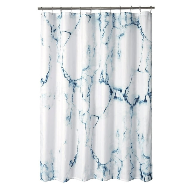 Yostev Cortina De Ducha De Baño De Mármol Cortina De Ducha De Tela Azul Y Blanca Con Ganchos Impresión 3D Única Accesorios De Baño Decorativos A Prueba De Agua Ojales De Metal Reforzados Estándar 72X7