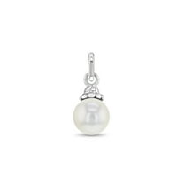 925 Sterling Silver Sweet White Simulated Pearl Charm For Girls Charm Bracelets