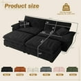 thumbnail image 6 of Muumblus Comfy Modular Sectional Sofa with 2 Ottoman, Deep Seat 80.5" Modern Oversized Corduroy Cloud Couch, Fluffy Deep Seat Chaise Lounge Sleeper Sofa for Living Room Apartment, Black, 6 of 10