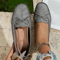 thumbnail image 4 of Bowknot Suede Loafers for Women Slip On Flats Comfortable Business Dressy Casual Non Slip Work Walking Shoes Gray Size 8, 4 of 7