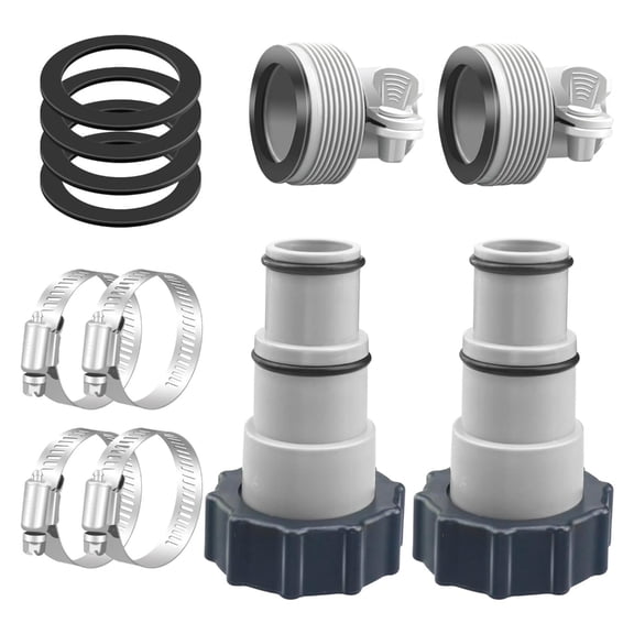 Sinyiin Swimming Pool Hose Fittings Including Clamps Washers 1.5inch to 1.25Inch Threaded Adapters for Pool Pump Connections