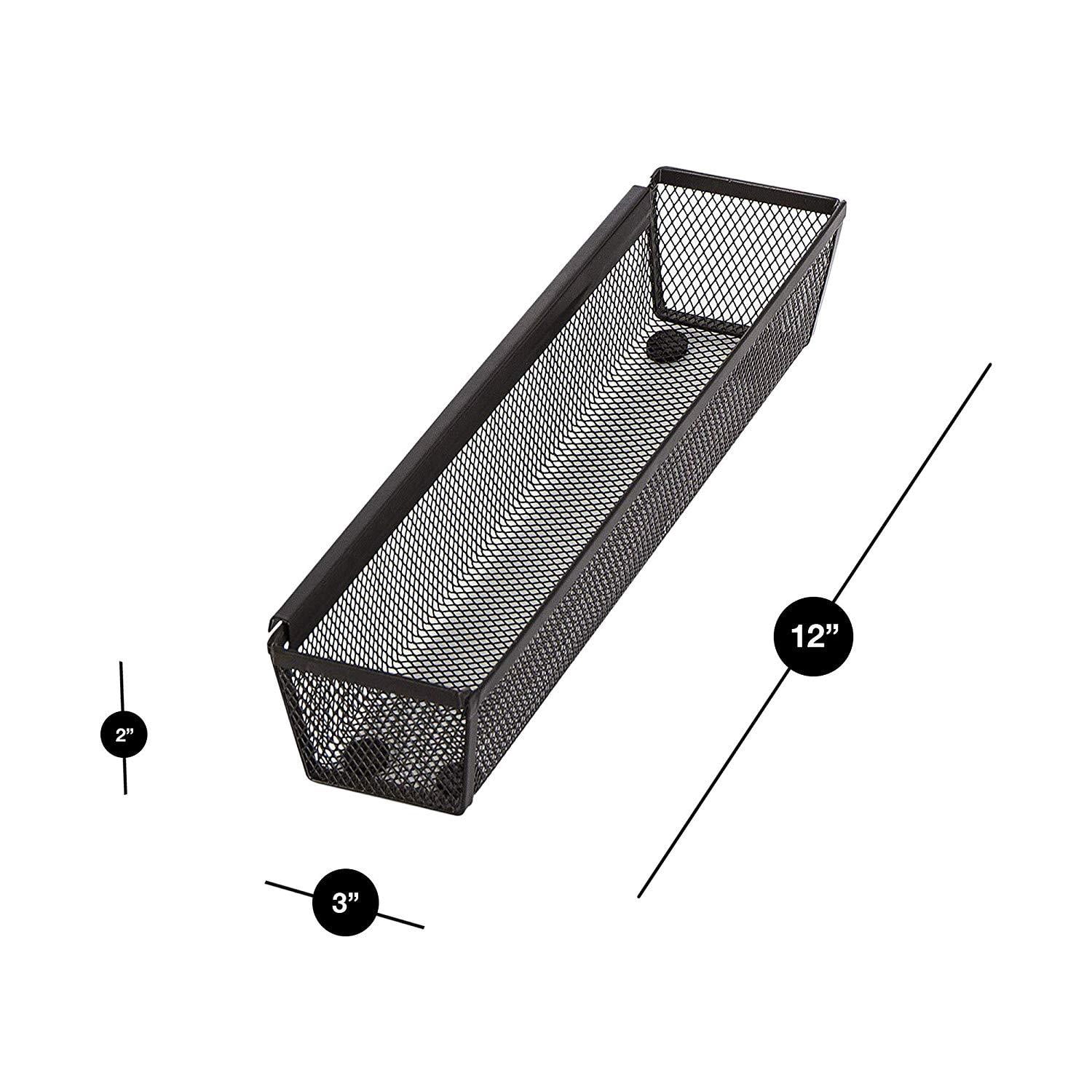 Smart Design Drawer Organizer - 15 x 6 Inch - Steel Metal Mesh Tray - with Interlocking Arm Connection - Utensils, Silverware, Organization - Kitchen - Silver