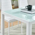 thumbnail image 3 of INO Design 7 Piece Modern White Glass Dining Table Set for 6 Comfortable High Back Upholstered Faux Leather Chair - Kitchen Furniture, Living Room, Restaurant, Office (White), 3 of 12