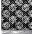 thumbnail image 1 of Soimoi Modal Satin Fabric Damask,Leaves & Floral Block Printed Craft Fabric by The Yard 42 Inch Wide, 1 of 1