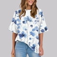 thumbnail image 2 of Pisexur Hauts d'Été pour Femmes Mode Décontractée Manches Courtes Col Rond T-Shirts Confortables Amples Surdimensionnés Imprimé Floral Blouses Hauts Mode T-Shirts Imprimés Graphiques Grande Taille Tops de Sortie S-5TG, 2 of 7