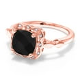 thumbnail image 2 of Gem Stone King 2.21 Ct Cushion Checkerboard Black Onyx White Created Sapphire 18K Rose Gold Plated Silver Ring, 2 of 6