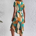 thumbnail image 4 of Vestido de Manga Corta para las Mujeres Corbata de Impresión Casual Cuello en V Irregular, Vestido de Verano para las Mujeres, 4 of 7