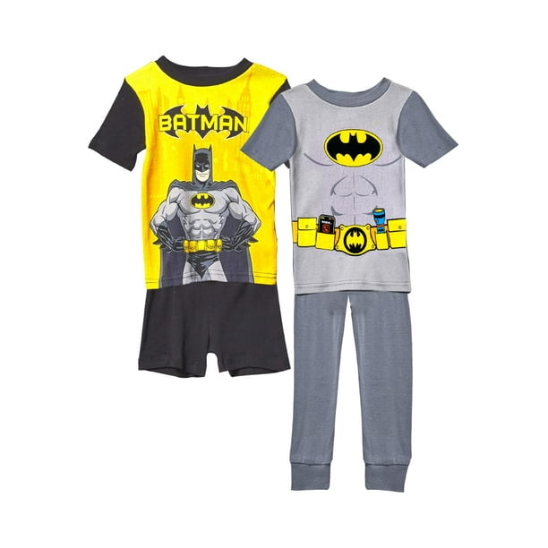 DC Comics Boys Batman 4 Piece Cotton Pajama Set NO Fear 4T
