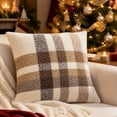 thumbnail image 3 of Christmas Plaid Pillow with Insert 18'', Neutral Tartan Couch Cushion, 2 PC, 3 of 6
