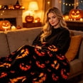 thumbnail image 4 of Fmbmuo Orange Halloween Spooky Pumpkin Throw Blanket , Warm Soft Cozy Decorative , For Sofa Couch Bed Home Holiday Decoration, 4 of 9