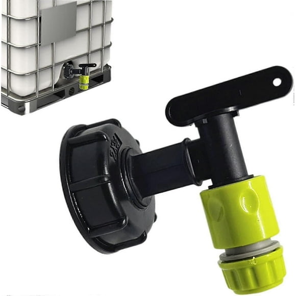 1000l Plastic Tank Faucet With Garden Hose Connector, Ibc Tank Faucet Adapter, 3/4 Inch Thread Connector For Rainwater Harvester, Fuel Tank