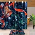 thumbnail image 1 of BSDHOME Pin de Noël Rouge Clochette dans Rideau de Douche de Neige 66x72 Pouces avec Tapis de Sol Tapis de Bain 15.7x23.6 Pouces, 1 of 1