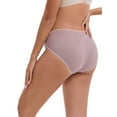 thumbnail image 3 of INSPIRE CHIC Women's Mid-Waisted Tummy Support Maternity Briefs Hi-Cut Seamless Comfortable Underwears 3 Packs XXL 1 Black 1 Gray 1 Purple, 3 of 4