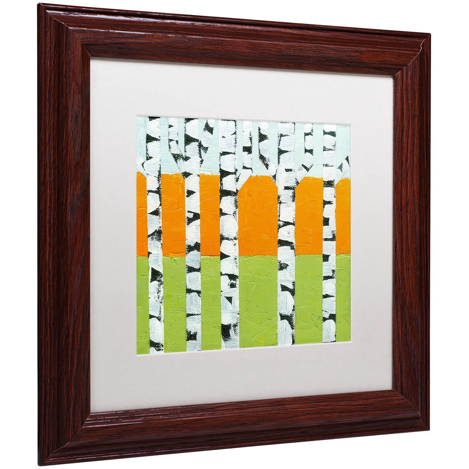 Trademark Fine Art "Seasonal Birches - Spring" Canvas Art by Michelle Calkins, White Matte, Wood Frame