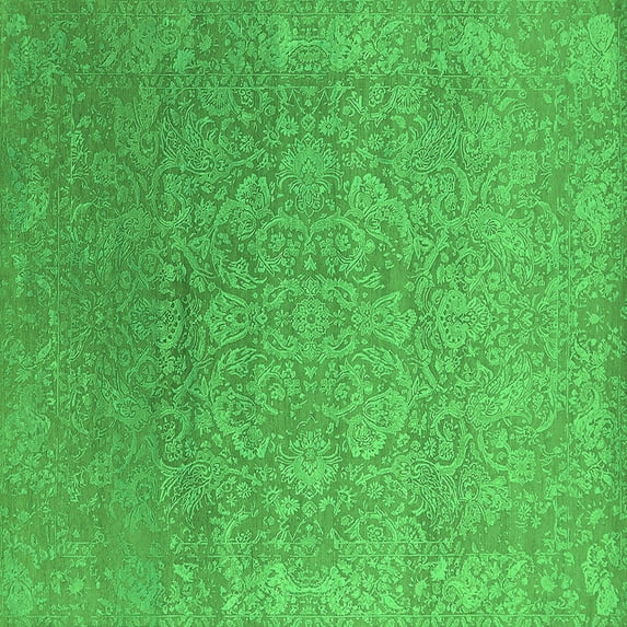 Ahgly Company Indoor Square Oriental Green Industrial Area Rugs, 5' Square