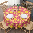 thumbnail image 3 of Yellow Lemon Fruit Slices Pink Pattern Round Tablecloth 60"x60",Wrinkle Wipeable Table Cloth for Kitchen Dining Room Picnic Patio Party, 3 of 6