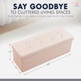 thumbnail image 2 of Ornavo Home 45 Inch Foldable Storage Ottoman Bench, Tufted Large Faux Leather Storage Ottoman, Storage Chest, Foot Rest Stool, Bedroom Bench with Storage - (Cream), 2 of 7