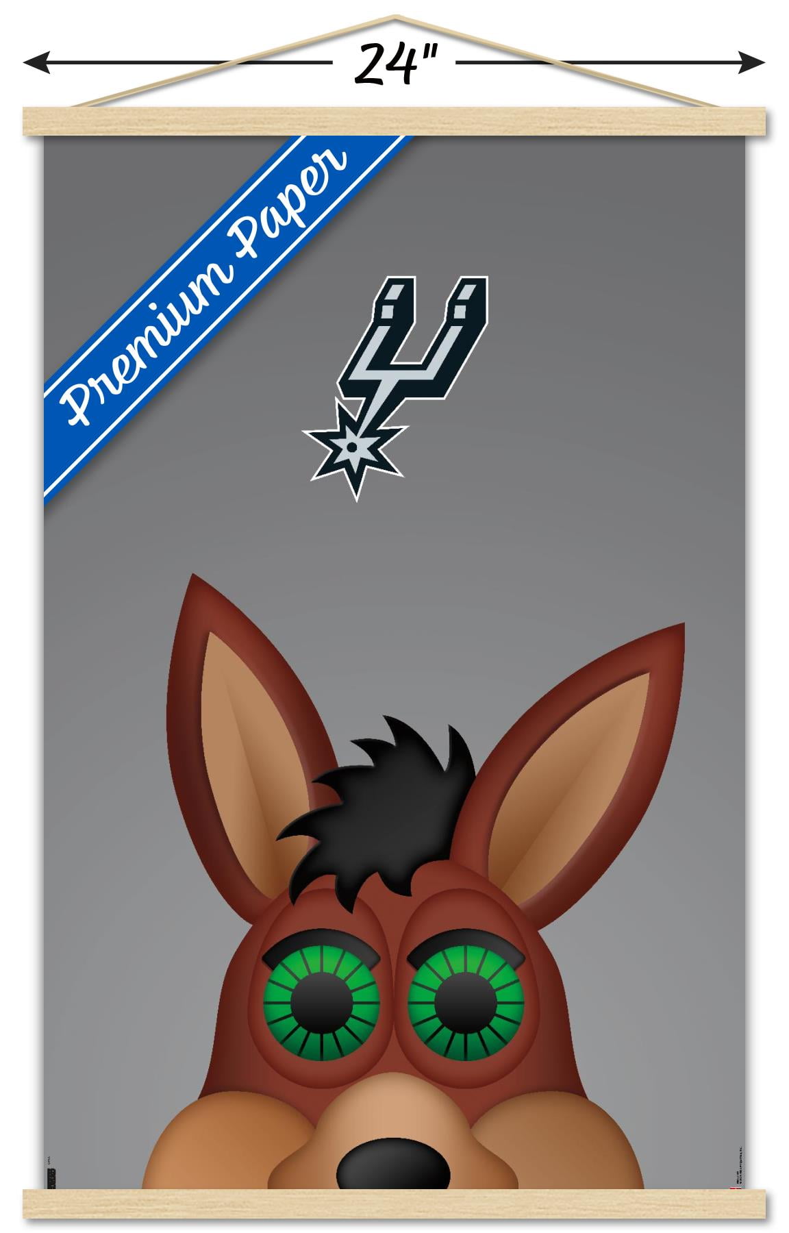 NBA San Antonio Spurs - S. Preston Mascot Coyote Wall Poster with Wooden Magnetic Frame, 22.375" x 34"