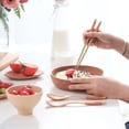 thumbnail image 6 of YSNOOWE Smooth Textured Light Brown Wood Serving Bowl for Salads and Soups 1Pc, 6 of 8