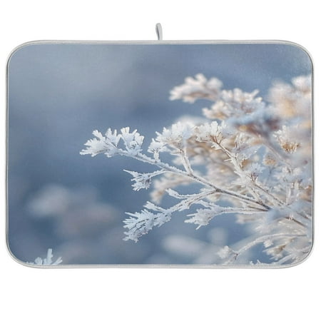 

joogoo Snowflake in Winter Dish Drying Mat Kitchen Counter Absorbent Drying Pad 18x24 in Drainer Rack