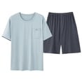 thumbnail image 2 of Mens Casual Botón Abajo Camisas Manga Larga Sólida Manga Corta Bolsillo Tee Coincidencia Suelta Cintura Pantalones Cortos Conjunto de Verano, 2 of 6