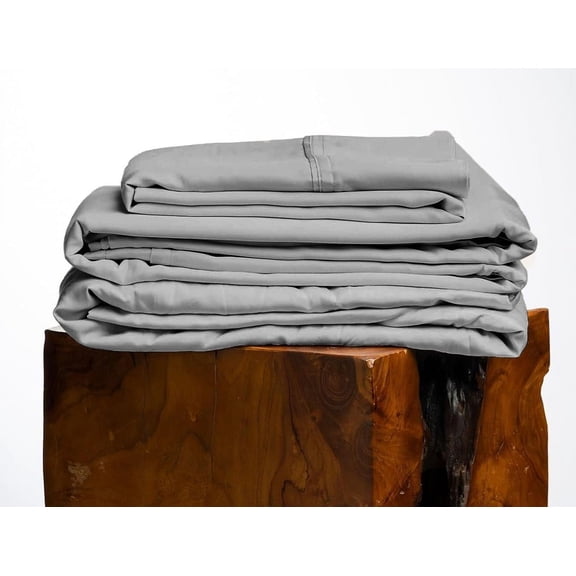 800 Thread Count, 100% Giza Egyptian Cotton Bedding Set, 4-PC Sheets Set, 22 Inch Deep Pocket of Fitted Sheet, Soft Sateen Weave Breathable - Silver Grey, Three Quarter