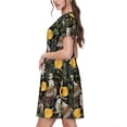 thumbnail image 2 of Balery Owls And Plants Vestidos sueltos de manga corta para mujer, vestidos de verano 2025, vestidos casuales de corte A con vuelo., 2 of 6