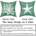 thumbnail image 6 of Coastal Coral Pillow Covers Set of 2, Decorative Summer Beach Ocean Themed Pillow Cases Green Wood Deck Nautical Cotton Square Couch Cushion Cover for Sofa Bed Living Room Cozy Home Decor 16x16 Inch, 6 of 6