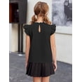thumbnail image 6 of Arshiner Girls Ruffle Short Sleeve Shirts Cute Summer Frill Neck Pleated Textured Blouse Tops, 6 of 7