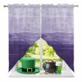 thumbnail image 2 of Swag Curtains Valances for Windows, Purple White Brush Stroke Textured Short Kitchen Window Curtains Over Sink, Abstract Modern Cafe Curtains Panel Set Of 2,Rod Pocket, 36 Inches Length, 2 of 9
