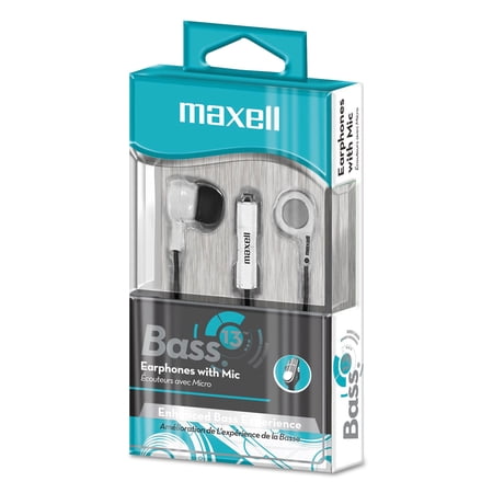 Maxell® B-13 Bass Earbuds with Microphone  52  Cord  White 199725 price history on PriceWatchPro