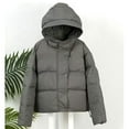 thumbnail image 4 of RYRJJ Women's Winter Hooded Puffer Jacket Oversized Thickened Parka Outwear Long Sleeve Zip Up Quilted Baggy Short Down Coat with Pockets(Gray,S), 4 of 5