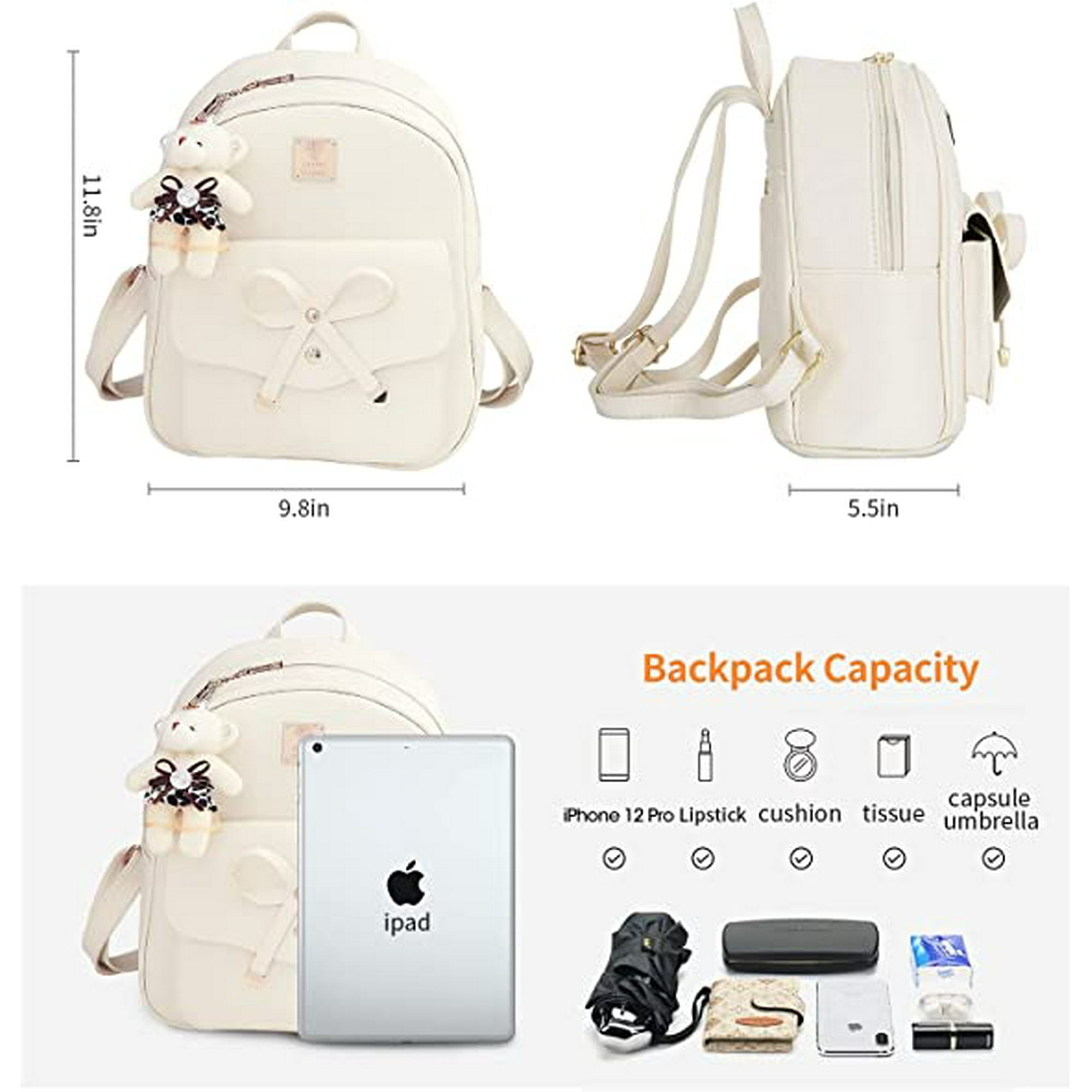 Hefeisuimishangmaoyouxiangongsi Leather Mini Backpack Purse 3 Pieces Fashion Bowknot Zipper Bags Cute Casual Travel Backpacks For Girls And Women