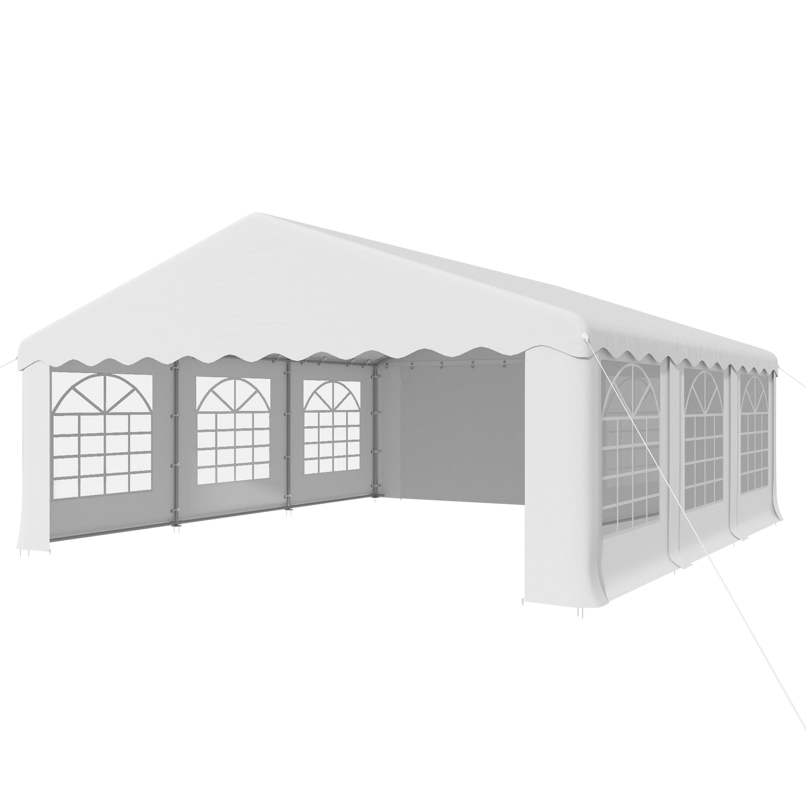 Erommy 20x20FT Heavy Duty Party Tent, Outdoor Wedding Canopy with 8 Removable Sidewalls, 2 Roll up Doors for Large Events,White